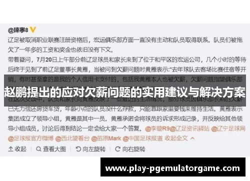 赵鹏提出的应对欠薪问题的实用建议与解决方案 赵鹏提出的应对欠薪问题的实用建议与解决方案