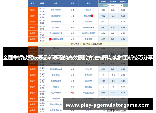 全面掌握欧冠联赛最新赛程的高效跟踪方法指南与实时更新技巧分享